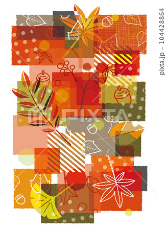 秋の紅葉 パターン柄のコラージュ風背景素材 104428864