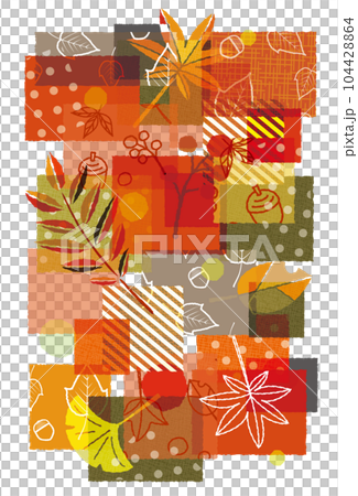 秋の紅葉 パターン柄のコラージュ風背景素材 104428864