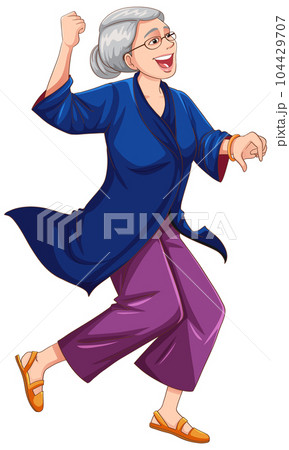 European old woman dancing isolated 104429707