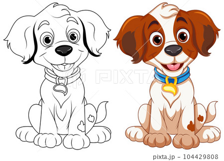 Coloring page outline of cute dog 104429808