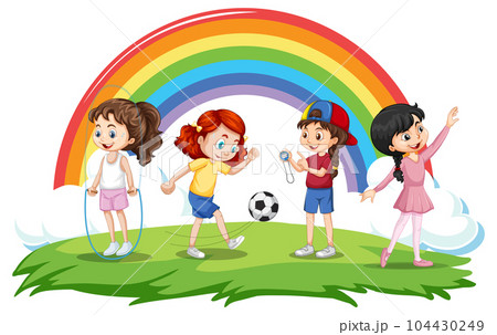 Happy children playing different sports 104430249