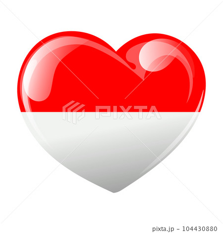 Flag of Indonesia in the shape of a heart. Heart with flag of Indonesia. 3D illustration, vector 104430880