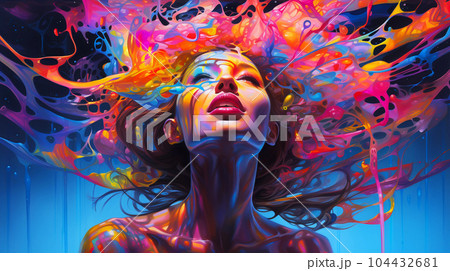 Colorful Vibrant Girl Abstract Backgroundのイラスト素材 [104432681] - PIXTA