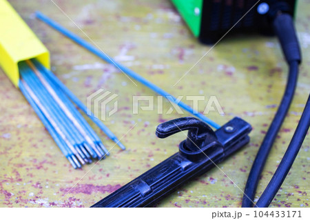 Manual welding machine and a set of electrodes for seam contact welding. Safety precautions during welding, industry 104433171