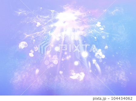 深海のイメージ。ファンシーな海にクラゲと魚がいます(・∀・)イラスト&エフェクト素材 104434062