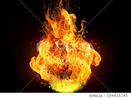 燃焼する火の玉の3dイラスト 104435145