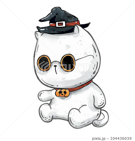 white cat on halloween white cat on halloween 104436039