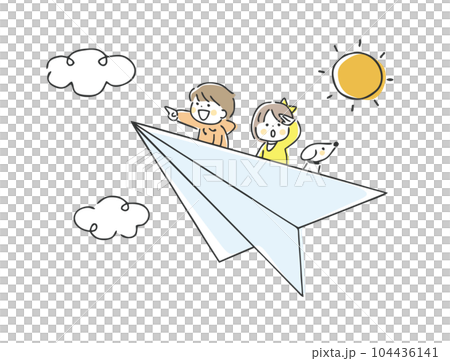 child on a paper plane 104436141
