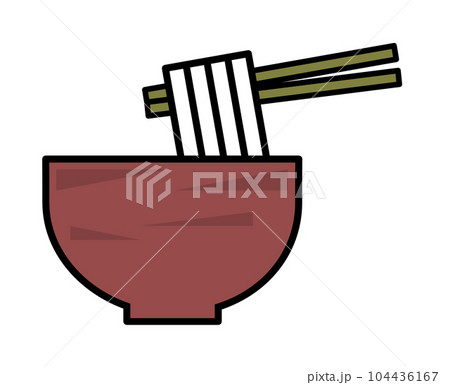 箸で旨そうに食べる本場うどんの食事イラスト 104436167