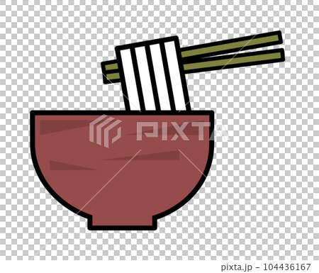 箸で旨そうに食べる本場うどんの食事イラスト 104436167