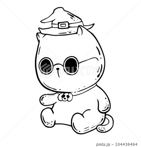 Line drawing of a provocative cat on Halloween Line drawing of a provocative cat on Halloween 104436464