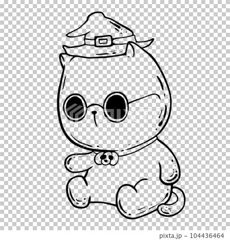 Line drawing of a provocative cat on Halloween Line drawing of a provocative cat on Halloween 104436464