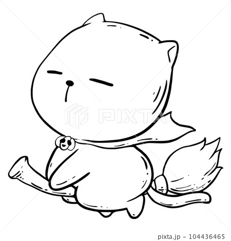 Line drawing of a provocative cat on Halloween Line drawing of a provocative cat on Halloween 104436465