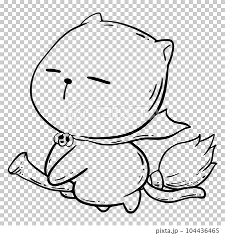 Line drawing of a provocative cat on Halloween Line drawing of a provocative cat on Halloween 104436465