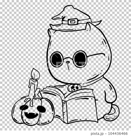 Line drawing of a provocative cat on Halloween Line drawing of a provocative cat on Halloween 104436466
