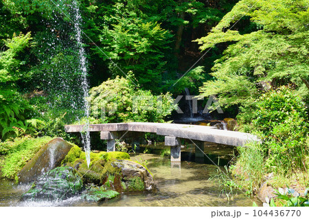 三宅八幡宮の池と噴水（京都市左京区上高野） 104436770