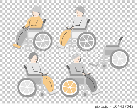 Wheelchair and four senior women in a wheelchair Wheelchair and four senior women in a wheelchair 104437042