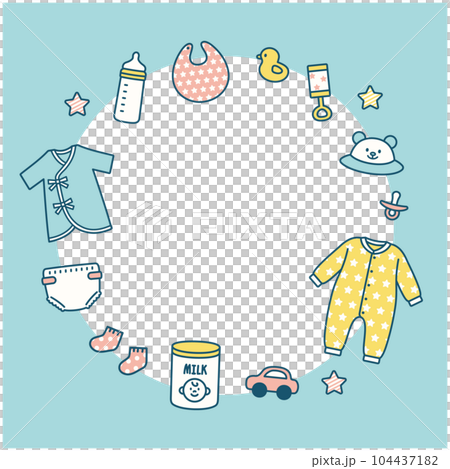 嬰兒嬰兒圖標設置框架淺藍色 嬰兒嬰兒圖標設置框架淺藍色 104437182