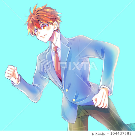 走っている男子学生 走っている男子学生 104437595
