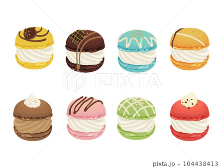 かわいいスイーツ　デコレーションマカロン　イラスト素材 104438413