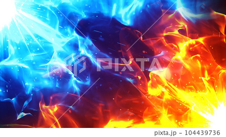 対立する青と赤の炎背景のイラスト素材 [104439736] - PIXTA