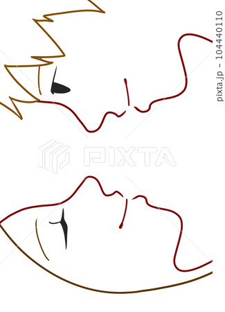 男女の横顔のイラスト素材(2) 104440110