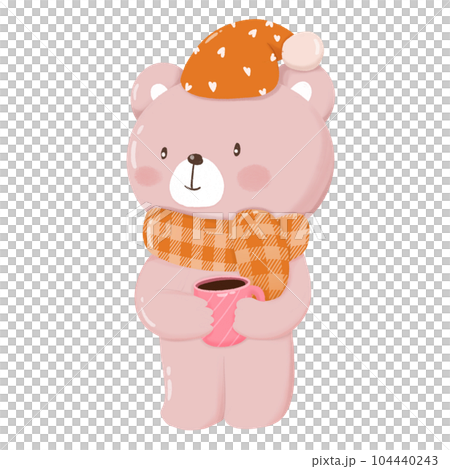 cartoon teddy bear winter 104440243