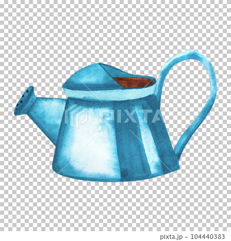 Watering can. Garden watering can painted in watercolor on a white background. Isolated freehand drawing for your design Watering can. Garden watering can painted in watercolor on a white background. Isolated freehand drawing for your design 104440383