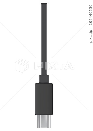 Usb cable connector, mini b. Realistic vector of phone jack for cabling in black color. Cable for charging or transmitting information for modern electronic devices 104440550
