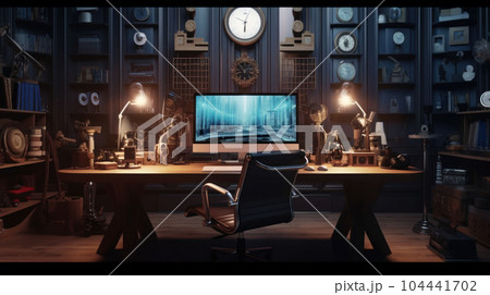 Computer gear of the content creator with modern interior Computer gear of the content creator with modern interior 104441702