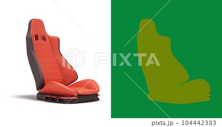 sporty red automobile armchairs perspective view 3d illustration on a white background with alpha 104442383