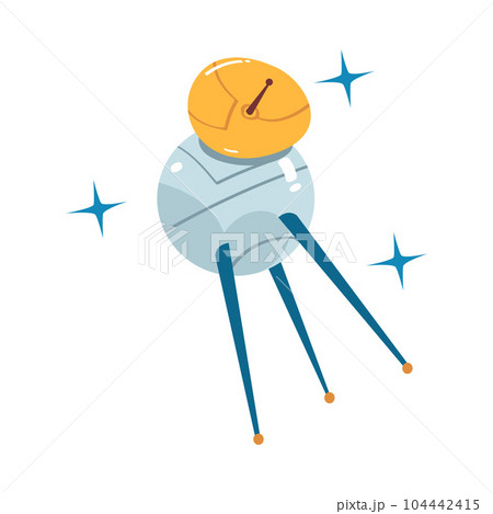 Satellite Object Flying in Outer Space Vector Illustration Satellite Object Flying in Outer Space Vector Illustration 104442415