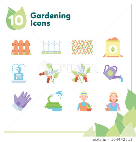 Set of different colored gardening icons Vector 104442512