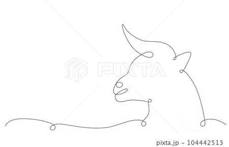 Taurus zodiac constellation one single hand drawing continues line frame, banner. Vector stock illustration bull isolated on white background. Editable stroke line. EPS10 104442513