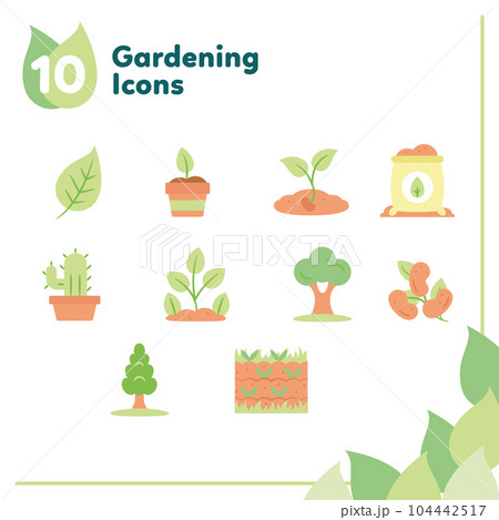 Set of different colored gardening icons Vector 104442517