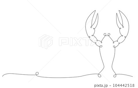 Cancer zodiac constellation one single hand drawing continues line frame, banner. Vector stock illustration isolated on white background. Editable stroke line. EPS10 104442518
