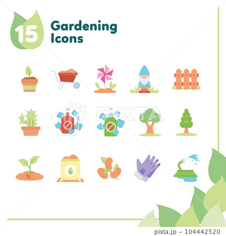 Set of different colored gardening icons Vector Set of different colored gardening icons Vector 104442520