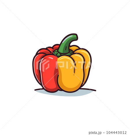Bell pepper hand-drawn illustration. Bell pepper. Vector doodle style cartoon illustration Bell pepper hand-drawn illustration. Bell pepper. Vector doodle style cartoon illustration 104443012