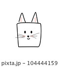 Hand drawn squared cat portrait doodle style, vector illustration isolated on white background. Decorative design element, cute pet with mustache and rosy cheeks, domestic animal 104444159