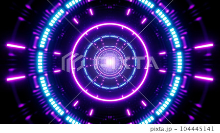 Shining Neon Light in the Dark Tunnel VJ Art 104445141