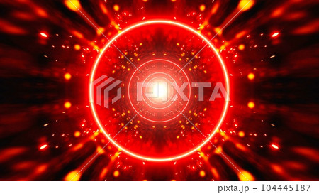 Flickering Red Circle in the Glittering Visual Art Tunnel 104445187