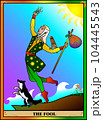 Tarot card jester. The Jester elf walks a new road of life with his faithful friend the dog by his side. The experience of life helps in everything. 104445543