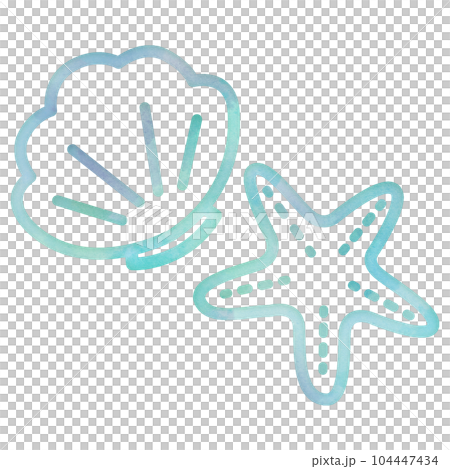貝殼海星海水浴蛤挖水玩暑假夏天水彩觸摸設計圖標溫柔生態 貝殼海星海水浴蛤挖水玩暑假夏天水彩觸摸設計圖標溫柔生態 104447434
