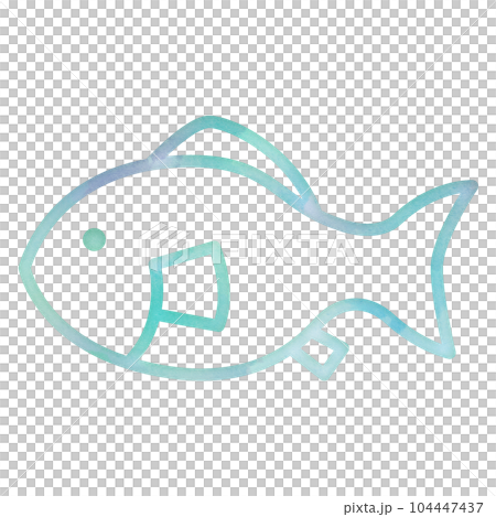 Fish, sea bathing, clam digging, playing in the water, summer vacation, summer, watercolor touch, design icon, gentle, ecology, symbol 104447437