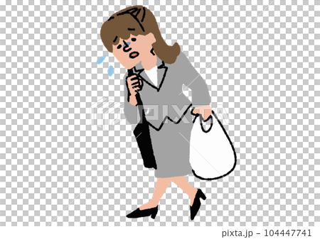 下班回家購物後感到疲憊的家庭主婦 與炊具配送服務和盒飯配送服務相關的插圖 104447741