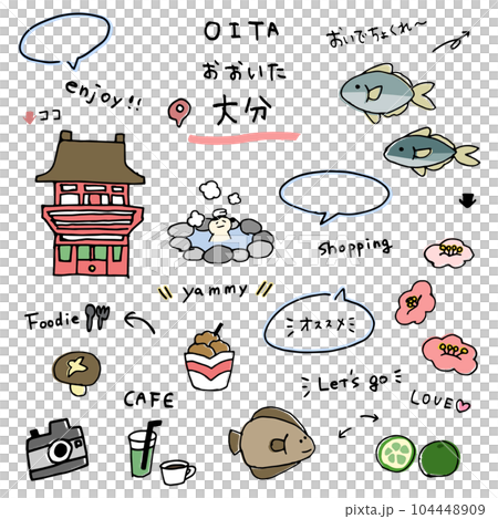 大分の手描きのアイコンセット 大分の手描きのアイコンセット 104448909