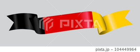 3D Flag of Germany on ribbon. 104449964
