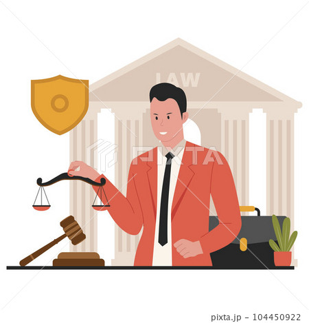 Legal services and services of a lawyer for business, flat illustration vector. Illustration for website, landing page, mobile app, poster and banner. Trendy flat vector illustration 104450922