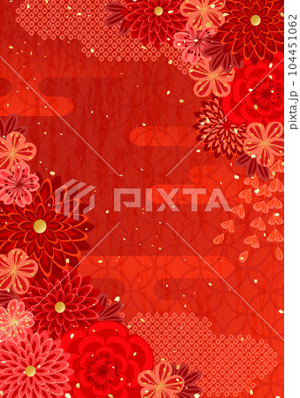 着物やかんざしのような和風花柄のベクター背景素材 104451062