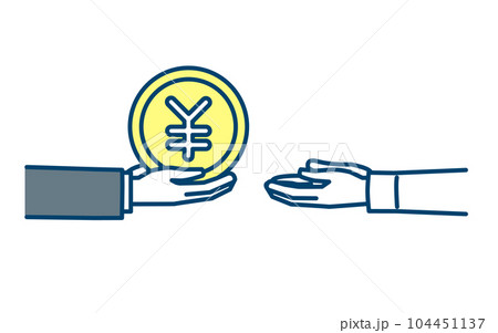 給料や報酬、お金を渡すイラスト 給料や報酬、お金を渡すイラスト 104451137